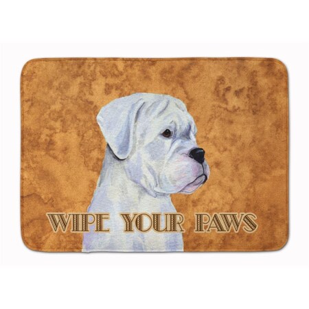 Carolines Treasures White Boxer Wipe Your Paws Machine Washable Memory Foam Mat SS4887RUG